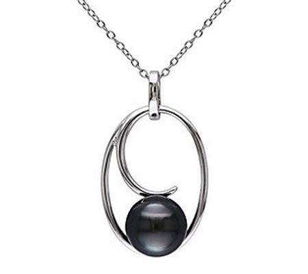 Affinity Cultured Tahitian Pearl Pendant w/ Cha in, Sterling