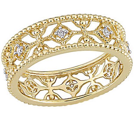 Affinity Diamond Accent Lace Eternity Band, 14 K Yellow Gold