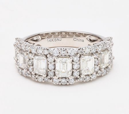 Affinity Diamonds 7-Stone Emerald Cut Halo Ring 2.45cttw, 14K