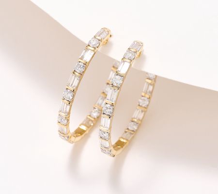 Affinity Diamonds Baguette & Round Hoops, 3.00cttw, 14K