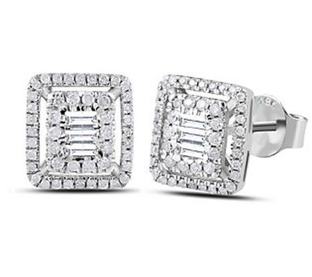 Affinity Diamonds Double Halo Stud Earrings, 14 K White Gold