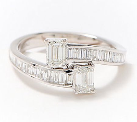 Affinity Diamonds Emerald Diamond Bypass Ring, 1.00cttw, 14K
