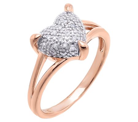 Affinity Diamonds Two-Tone Heart Ring, 14K Rose Plated
