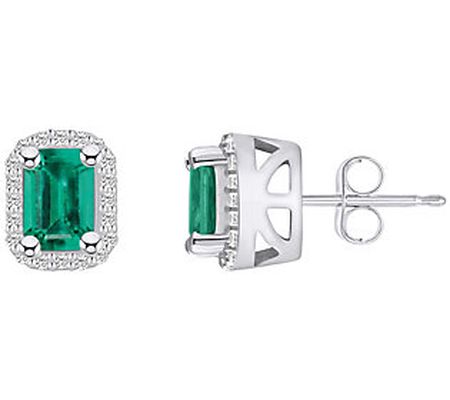 Affinity Gems 14K White Gold Gemstone & Diamond Halo Studs