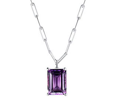 Affinity Gems Amethyst Pendant with Paperclip Chain, Sterling