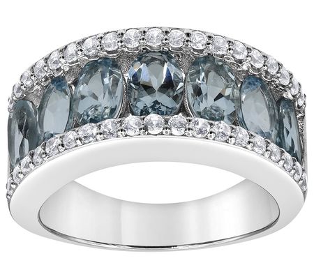 Affinity Gems Aquamarine & Zircon Band Ring, St erling Silver