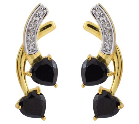Affinity Gems Black Spinel & White Zircon Earri ngs, 14K Plated