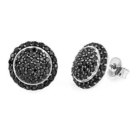 Affinity Gems Black Spinel Button Earrings, Ste rling Silver