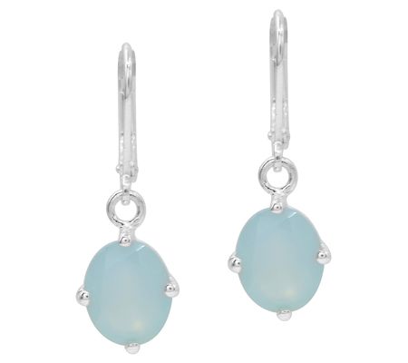 Affinity Gems Blue Chalcedony Leverback Earring , Sterling