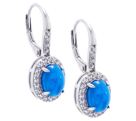 Affinity Gems Blue Opal & White Zircon Earrings, Sterling