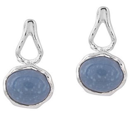 Affinity Gems Blue Opal Stud Earrings, Sterling Silver
