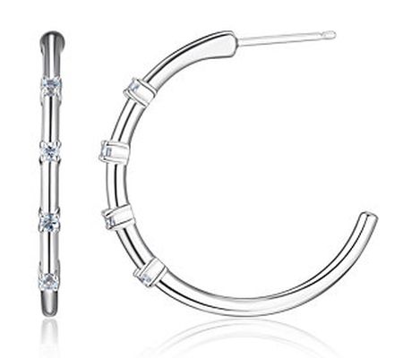 Affinity Gems Blue Topaz Hoop Earrings, Sterlin g Silver