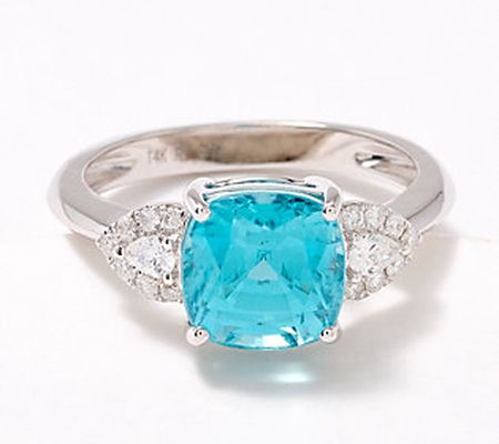 Affinity Gems Cushion Cut Blue Zircon Exotic Ring, 14K White