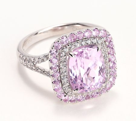Affinity Gems Elongated Cushion Kunzite & Pink Sapphire Ring