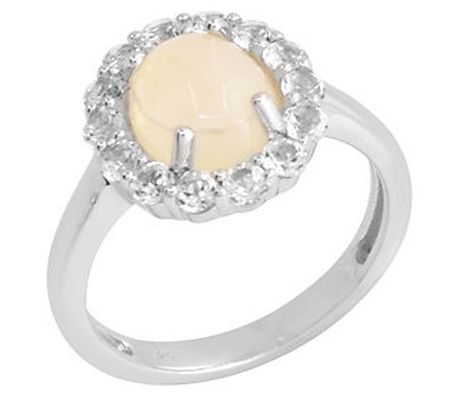 Affinity Gems Ethiopian Opal & White Topaz Ring , Sterling