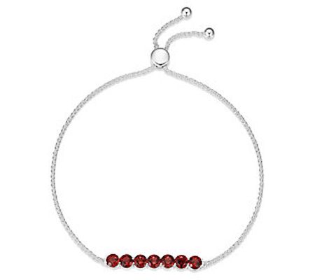 Affinity Gems Garnet Adjustable Bracelet, Ste r ling Silver