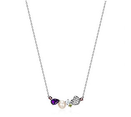 Affinity Gems Multi-Gemstone Cluster Necklace, Sterling Silver