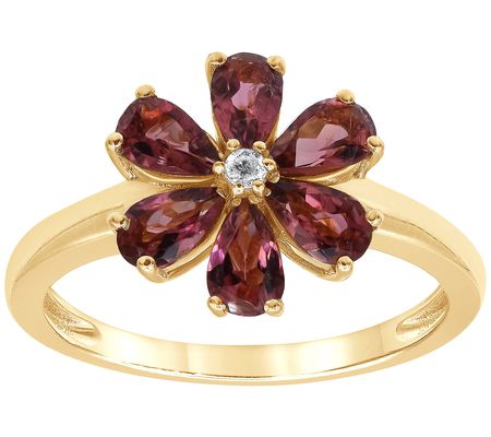 Affinity Gems Multi-Gemstone Floral Ring, 14K G old Plated