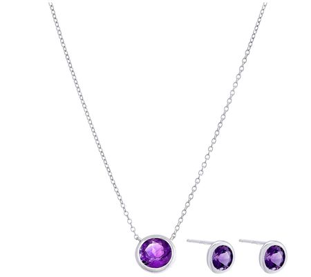 Affinity Gems Necklace and Earring Set, Sterlin g Silver