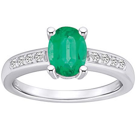 Affinity Gems Oval Emerald & Diamond Accent Rin g, 14K Gold