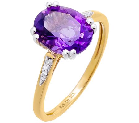 Affinity Gems Oval Gemstone & Diamond Ring, Ste ling Silver