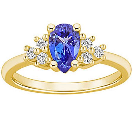 Affinity Gems Pear-Cut Tanzanite & Diamond Ring , 14K Gold
