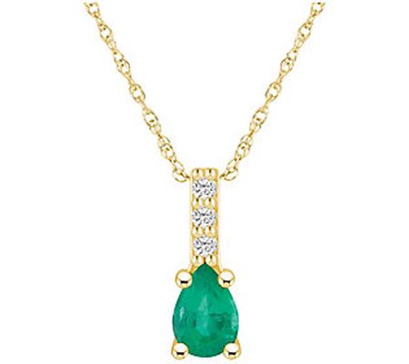 Affinity Gems Pear Gemstone & Diamond Pendan t w/ Chain, 14K