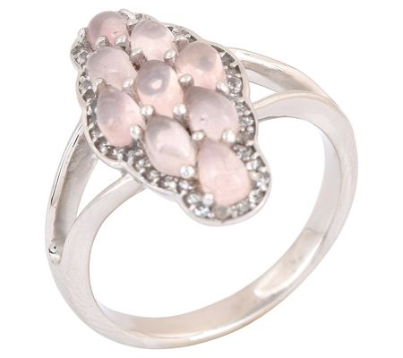 Affinity Gems Rose Quartz & White Topaz Ring, S terling