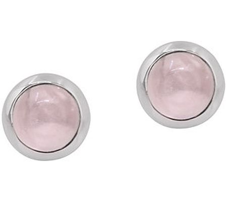 Affinity Gems Rose Quartz Cabochon Earrings, St erling Silver