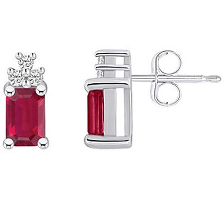 Affinity Gems Ruby & Diamond Accent Ear rings, 14K Gold