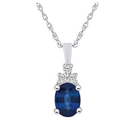 Affinity Gems Sapphire & Diamond Pendant w/ C hain, 14K Gold