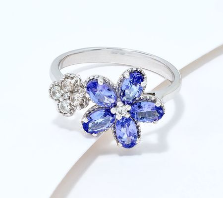 Affinity Gems Tanzanite Flower Ring, Sterling Silver