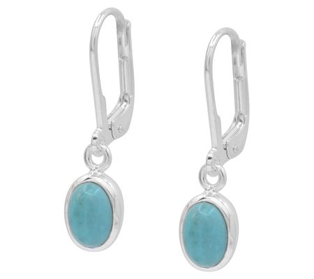Affinity Gems Turquoise Cabochon Leverback Earr ngs, Sterling
