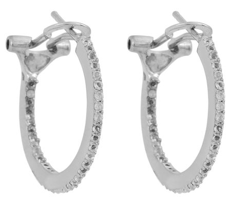 Affinity Gems White Topaz Hoop Earrings, Sterli ng Silver