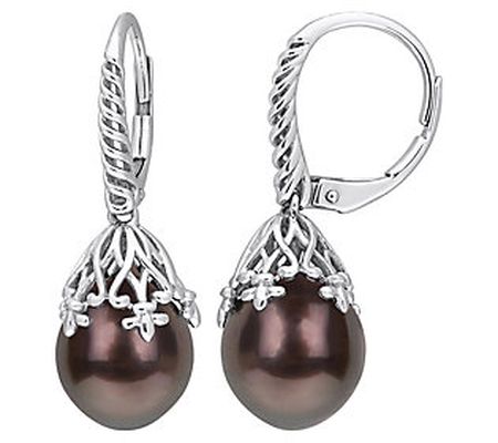 Affinity Tahitian Cultured Pearl Drop Earrings, 14K White Gold