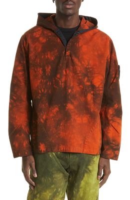 AFFXWRKS G.P.C. Tie Dye Cotton Ripstop Hooded Overshirt in Stain Orange