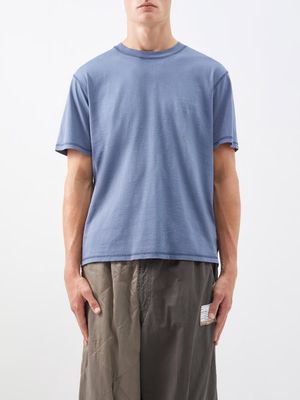 Affxwrks - Humility-print Cotton-jersey T-shirt - Mens - Light Blue