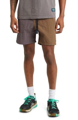 Afield Out Sierra Colorblock Nylon Climbing Shorts in Brown/Grey