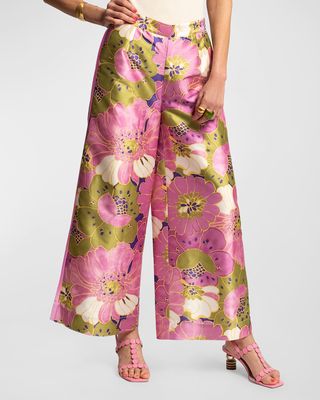 African Daisy Floral-Print Palazzo Pants