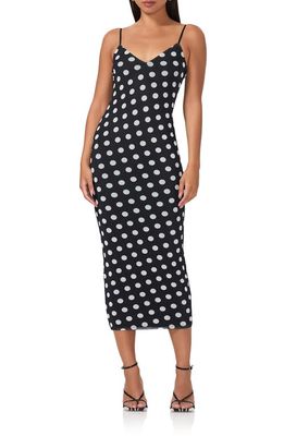 AFRM Amina Mesh Midi Slipdress in Diagonal Dot 