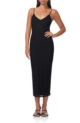 AFRM Amina Mesh Midi Slipdress in Noir 