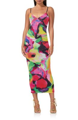 AFRM Amina Mesh Midi Slipdress in Spray Floral 