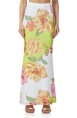 AFRM Cara Maxi Slip Skirt in Color Block Floral 