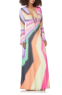 AFRM Clario Print Long Sleeve Knit Maxi Dress in Mod Stripe