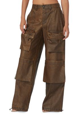 AFRM Collins Faux Leather Cargo Pants in Dark Brown
