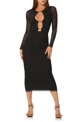 AFRM Criss Cutout Long Sleeve Midi Dress in Noir