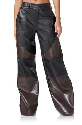 AFRM Flynn Wide Leg Blocked Faux Leather Pants in Color Block