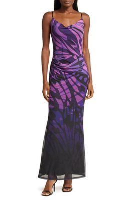 AFRM Gillian Ombré Asymmetric Slipdress in Butterfly Ombre