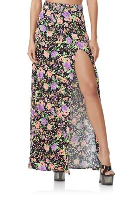 AFRM Harris Floral Print Maxi Skirt in Noir Violet Garden