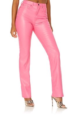 AFRM Heston Faux Leather Straight Leg Pants in Azalea Pink